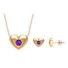 Flush Set Amethyst Heart Jewelry Set Amethyst - ( AAA ) - Quality - Rosec Jewels