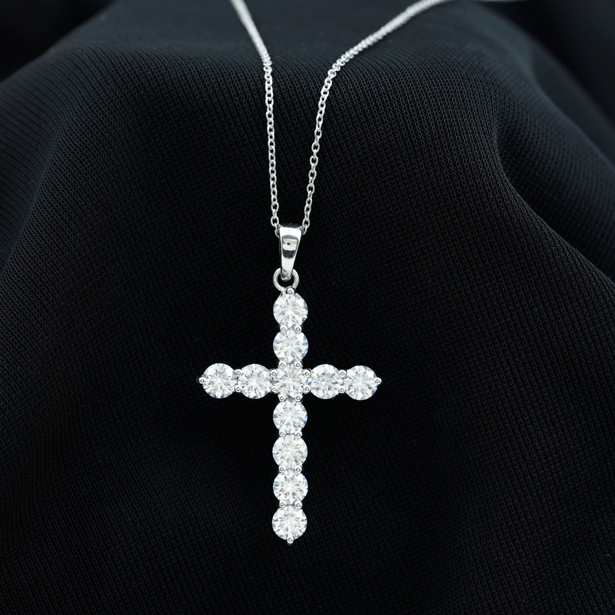 3.50 CT Moissanite Cross Pendant Necklace in Silver - Rosec Jewels