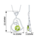 1 CT Peridot and Diamond Heart Drop Pendant Peridot - ( AAA ) - Quality - Rosec Jewels