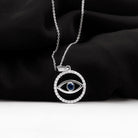 1.25 CT Blue Sapphire and Diamond Evil Eye Eternity Pendant Blue Sapphire - ( AAA ) - Quality - Rosec Jewels