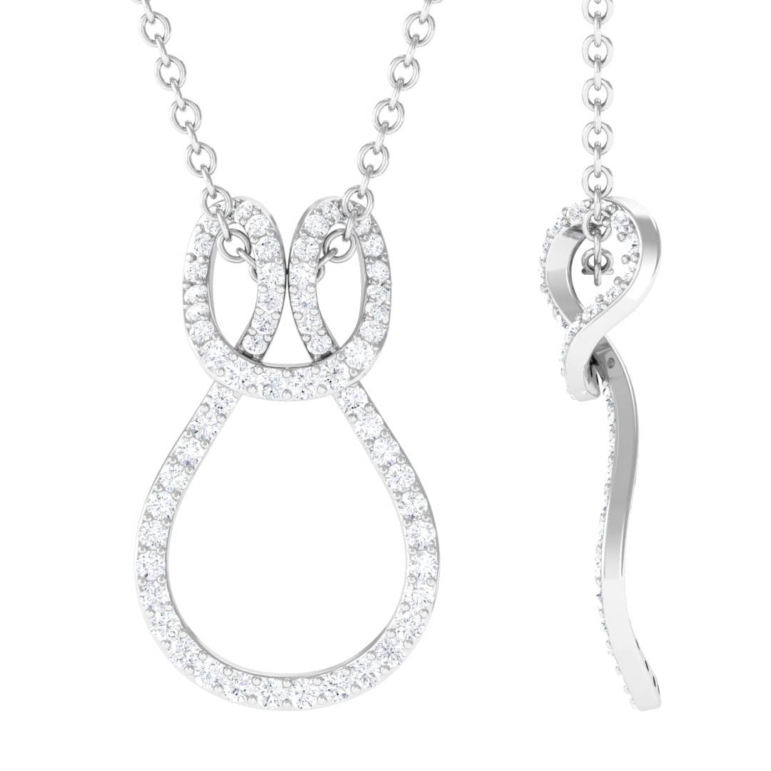 Classic Moissanite Twisted Infinity Pendant Necklace Moissanite - ( D-VS1 ) - Color and Clarity - Rosec Jewels