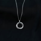 Modern Moissanite Interlock Open Circle Pendant in Silver - Rosec Jewels