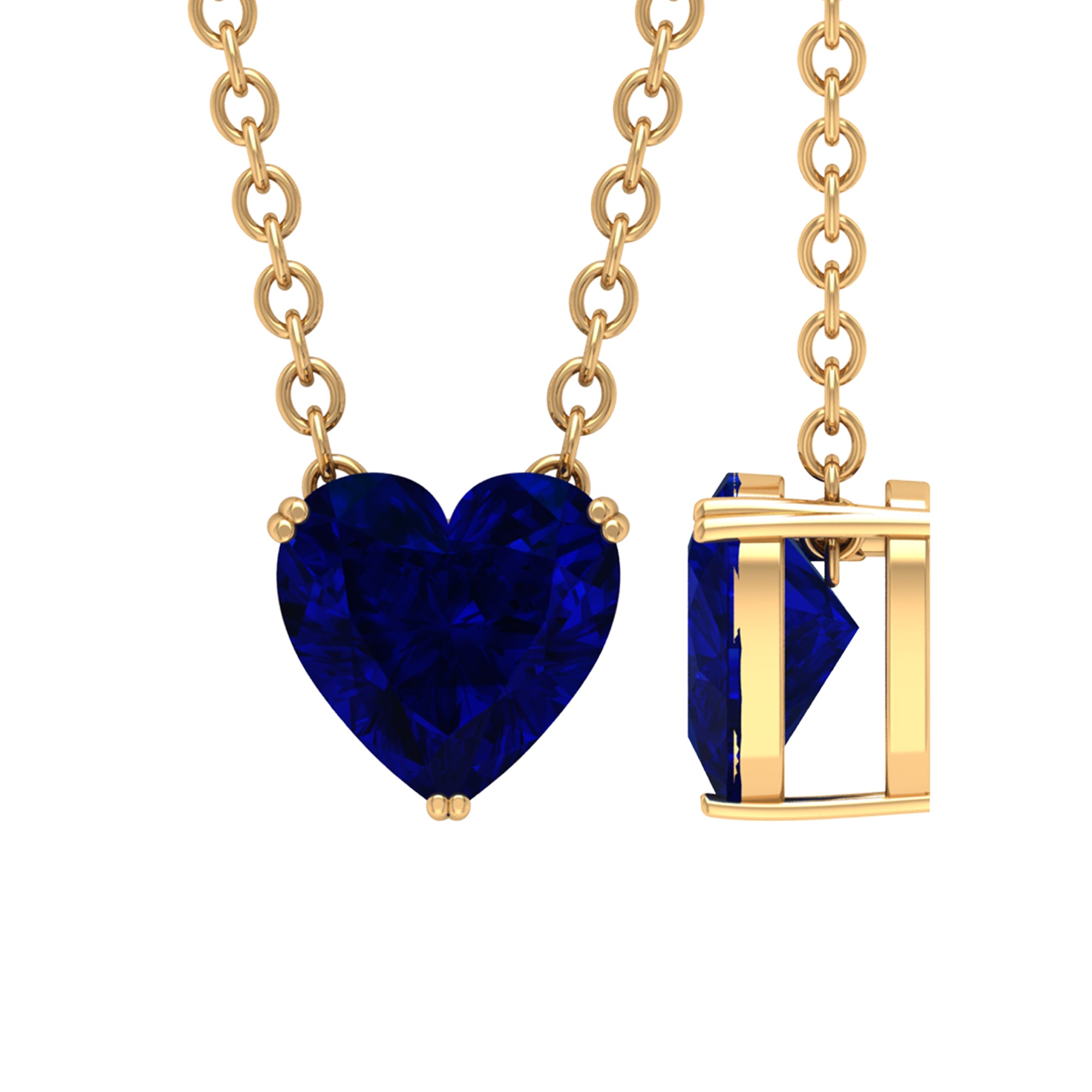 3/4 CT Heart Shape Blue Sapphire Solitaire Drop Pendant Necklace for Women Blue Sapphire - ( AAA ) - Quality - Rosec Jewels