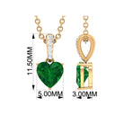 Heart Shape Emerald Pendant Necklace with Diamond Accent Bail Emerald - ( AAA ) - Quality - Rosec Jewels