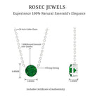 5 MM Round Cut Solitaire Emerald Necklace in 6 Prong Setting Emerald - ( AAA ) - Quality - Rosec Jewels