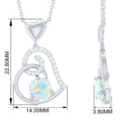 Ethiopian Opal Heart Pendant Necklace with Diamond Ethiopian Opal - ( AAA ) - Quality - Rosec Jewels