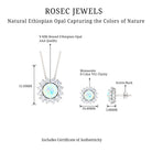 Ethiopian Opal and Moissanite Halo Pendant and Earrings Set Ethiopian Opal - ( AAA ) - Quality - Rosec Jewels