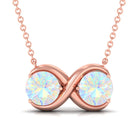 Ethiopian Opal Two Stone Infinity Pendant Necklace Ethiopian Opal - ( AAA ) - Quality - Rosec Jewels