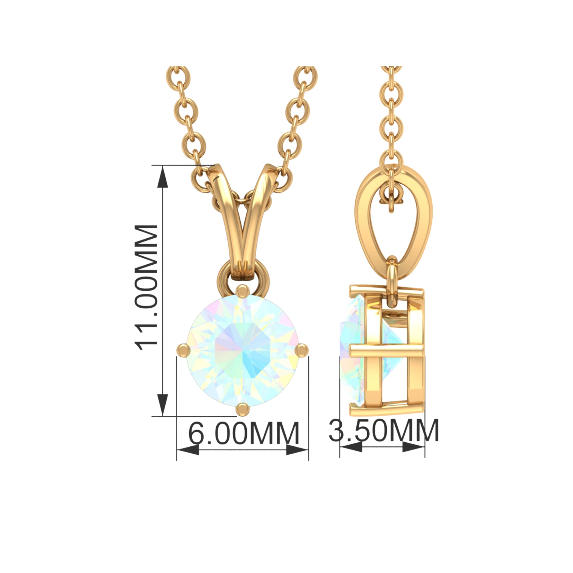 5 MM Round Cut Ethiopian Opal Solitaire Pendant in 4 Prong Setting with Rabbit Ear Bail Ethiopian Opal - ( AAA ) - Quality - Rosec Jewels