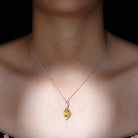 Created Yellow Sapphire and Diamond Teardrop Dangle Pendant Lab Created Yellow Sapphire - ( AAAA ) - Quality - Rosec Jewels