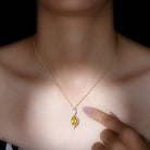 Created Yellow Sapphire and Diamond Teardrop Dangle Pendant Lab Created Yellow Sapphire - ( AAAA ) - Quality - Rosec Jewels