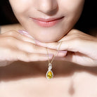 Created Yellow Sapphire and Diamond Teardrop Dangle Pendant Lab Created Yellow Sapphire - ( AAAA ) - Quality - Rosec Jewels