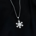 Certified Moissanite Silver Snowflake Pendant in 2 Prong Setting - Rosec Jewels