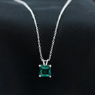 1.2 CT Princess Cut Created Emerald Solitaire Silver Pendant for Women - Rosec Jewels