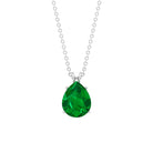 Pear Cut Lab Grown Emerald Solitaire Pendant Necklace Lab Created Emerald - ( AAAA ) - Quality - Rosec Jewels