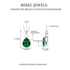 Created Emerald and Zircon Modern Teardrop Pendant Lab Created Emerald - ( AAAA ) - Quality - Rosec Jewels