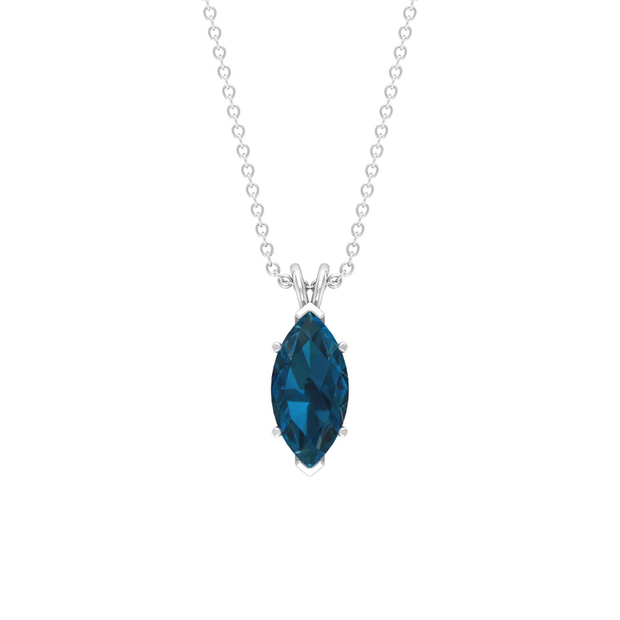 Marquise Cut London Blue Topaz Solitaire Pendant London Blue Topaz - ( AAA ) - Quality - Rosec Jewels