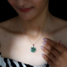 Pear Cut Created Emerald Flower Pendant with Zircon Accent Lab Created Emerald - ( AAAA ) - Quality - Rosec Jewels