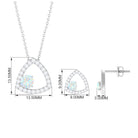 Simple Ethiopian Opal and Moissanite Triangle Jewelry Set Ethiopian Opal - ( AAA ) - Quality - Rosec Jewels