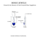 Created Blue Sapphire Infinity Heart Dangle Pendant with Moissanite Lab Created Blue Sapphire - ( AAAA ) - Quality - Rosec Jewels