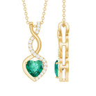 Lab Created Emerald and Diamond Infinity Heart Pendant Lab Created Emerald - ( AAAA ) - Quality - Rosec Jewels