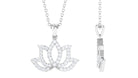 0.5 CT Diamond Lotus Floral Pendant Necklace in Pave Setting Diamond - ( HI-SI ) - Color and Clarity - Rosec Jewels