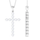 Certified Moissanite Cross Pendant Necklace Moissanite - ( D-VS1 ) - Color and Clarity - Rosec Jewels