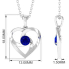 1/4 CT Minimal Heart Necklace with Diffused Sapphire Lab Created Blue Sapphire - ( AAAA ) - Quality - Rosec Jewels