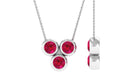 Rosec Jewels-Three Stone Bezel Set Ruby Pendant Necklace For Women