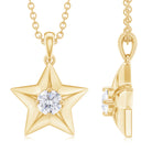 Gold Diamond Star Pendant Necklace Diamond - ( HI-SI ) - Color and Clarity - Rosec Jewels