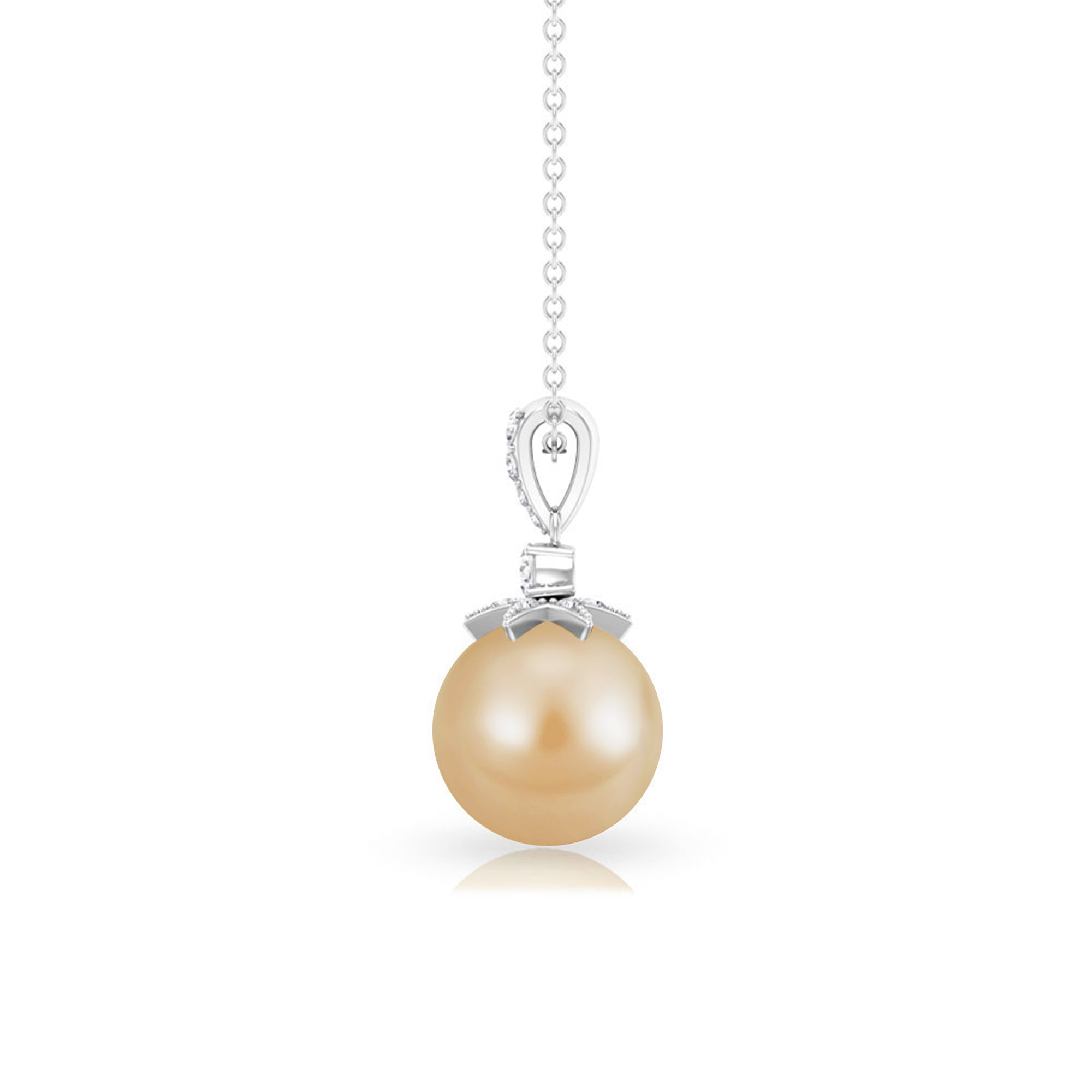 Simple South Sea Pearl Drop Pendant with Diamond South Sea Pearl - ( AAA ) - Quality - Rosec Jewels