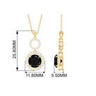 3.25 CT Black Spinel and Diamond Halo Dangle Pendant Black Spinel - ( AAA ) - Quality - Rosec Jewels