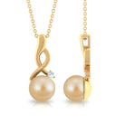 South Sea Pearl Twisted Drop Pendant with Diamond South Sea Pearl - ( AAA ) - Quality - Rosec Jewels