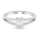 Split Shank Diamond Engagement Ring in Illusion Setting Diamond - ( HI-SI ) - Color and Clarity - Rosec Jewels