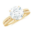 Claw Set Round Shape Moissanite Gold Solitaire Engagement Ring Moissanite - ( D-VS1 ) - Color and Clarity - Rosec Jewels