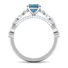 2.25 CT Solitaire Accent Ring with Created London Blue Topaz and Diamond London Blue Topaz - ( AAA ) - Quality - Rosec Jewels