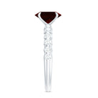 8X6 MM Oval Cut Garnet Solitaire with Diamond Side Stones Ring Garnet - ( AAA ) - Quality - Rosec Jewels