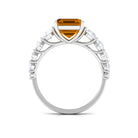 Citrine and Moissanite Engagement Ring Citrine - ( AAA ) - Quality - Rosec Jewels