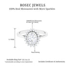 Halo Engagement Ring with Moissanite Moissanite - ( D-VS1 ) - Color and Clarity - Rosec Jewels