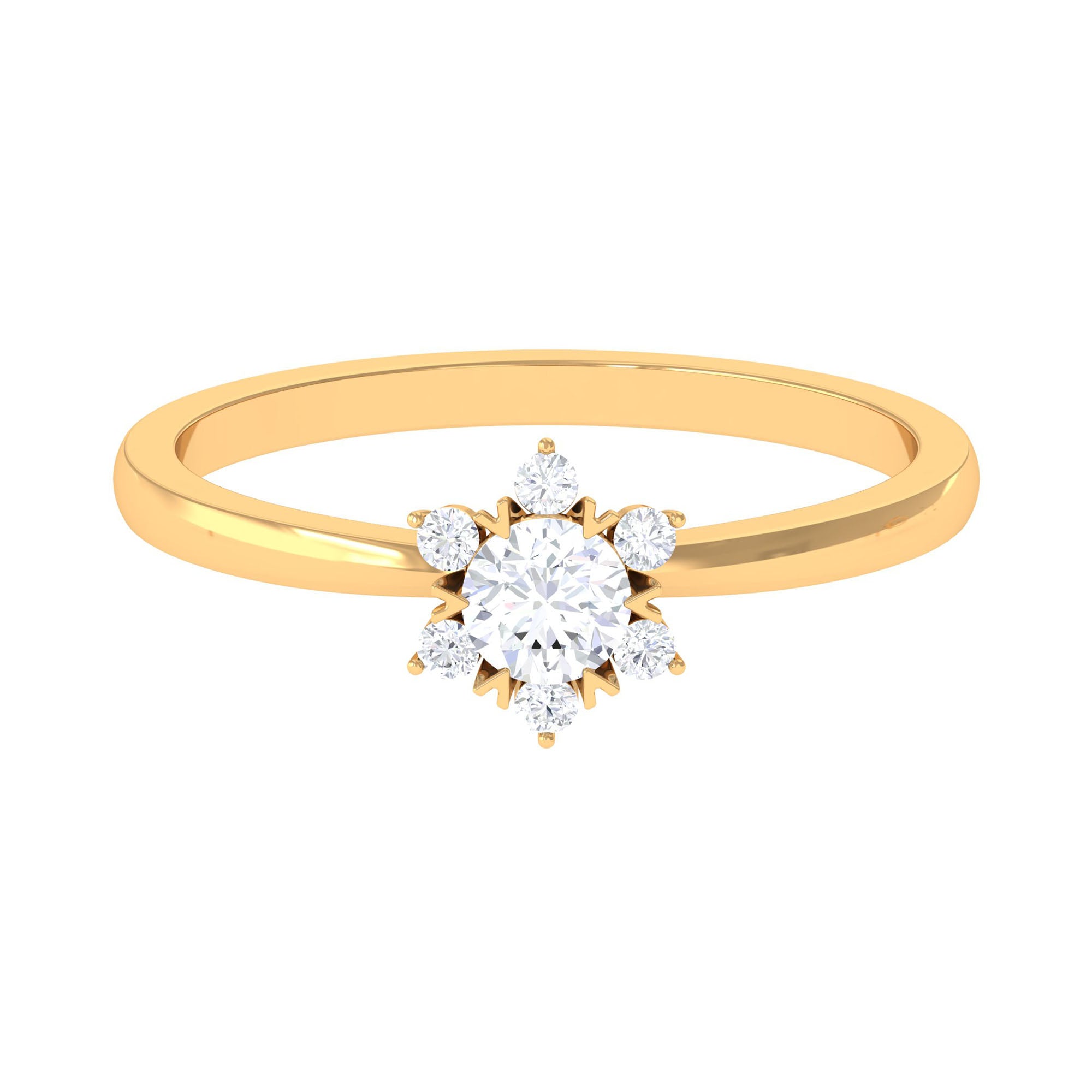 Round Moissanite Flower Promise Ring Moissanite - ( D-VS1 ) - Color and Clarity - Rosec Jewels