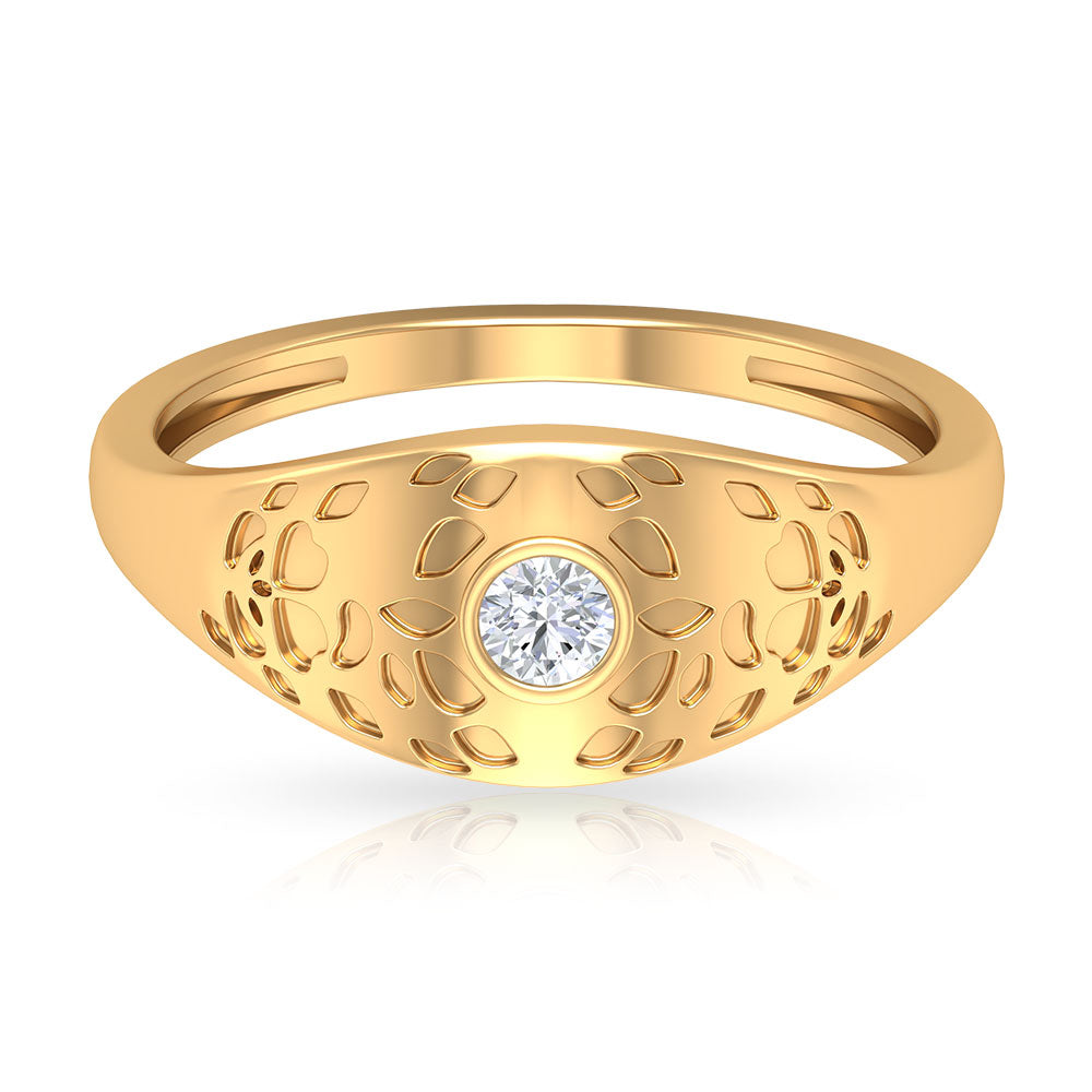 Diamond Textured Signet Ring for Men Diamond - ( HI-SI ) - Color and Clarity - Rosec Jewels