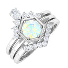 1 CT Classic Ethiopian Opal and Diamond Wedding Ring Set Ethiopian Opal - ( AAA ) - Quality - Rosec Jewels