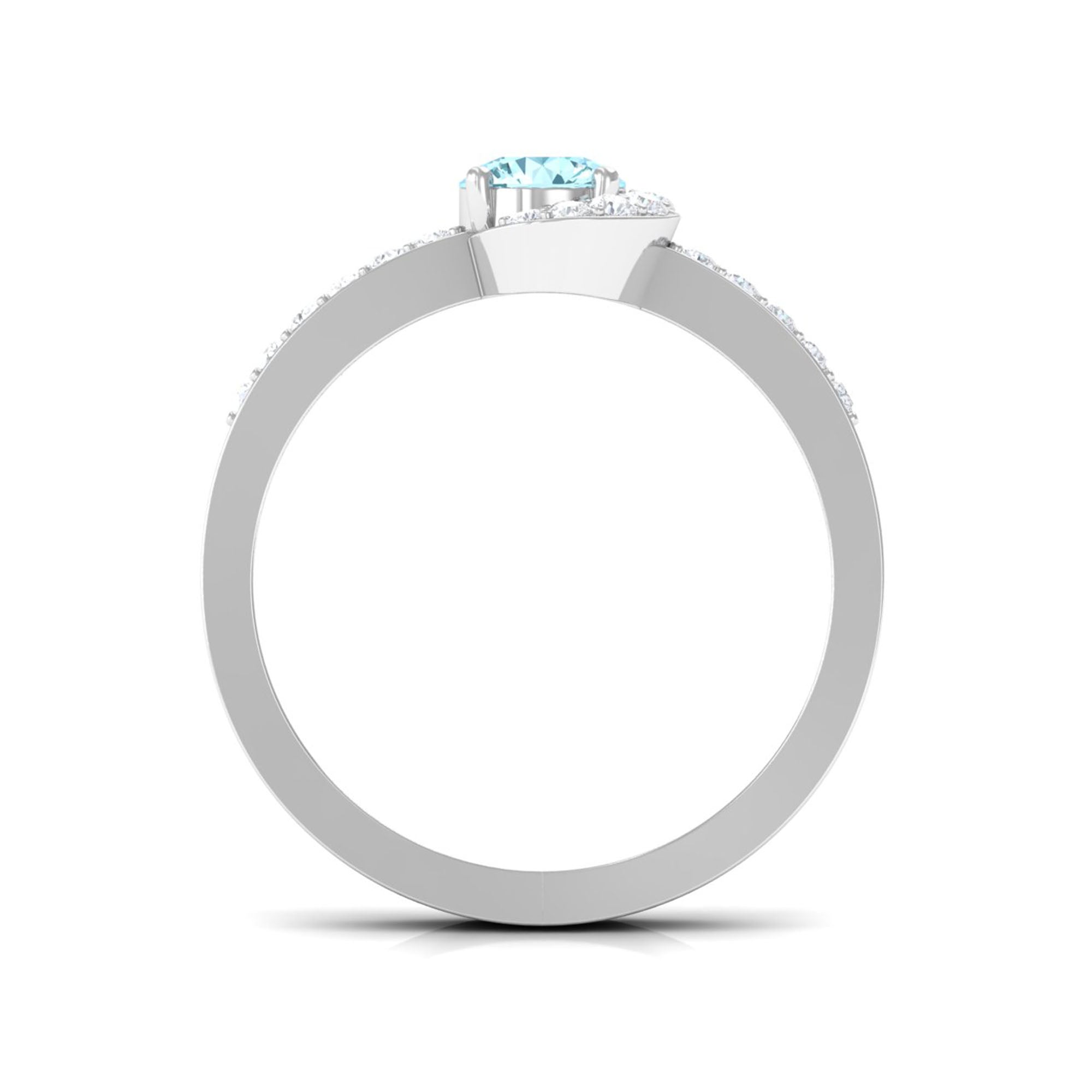 3/4 Ct Aquamarine and Diamond Halo Engagement Ring Aquamarine - ( AAA ) - Quality - Rosec Jewels