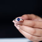 Rosec Jewels-1.75 CT Created Blue Sapphire Solitaire Ring with Diamond Accent