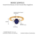 Rosec Jewels-1.75 CT Created Blue Sapphire Solitaire Ring with Diamond Accent