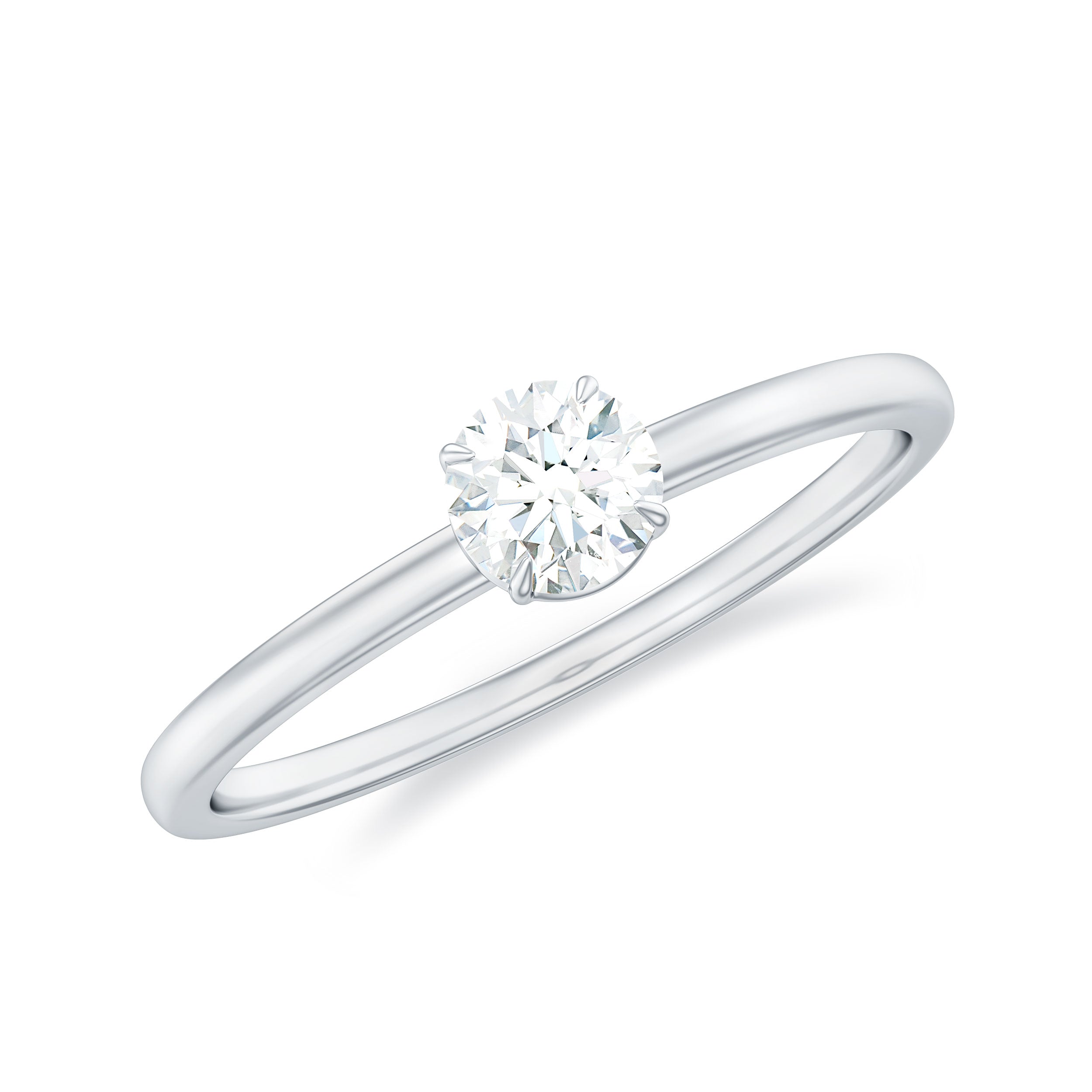 Claw Set Round Moissanite Solitaire Promise Ring Moissanite - ( D-VS1 ) - Color and Clarity - Rosec Jewels