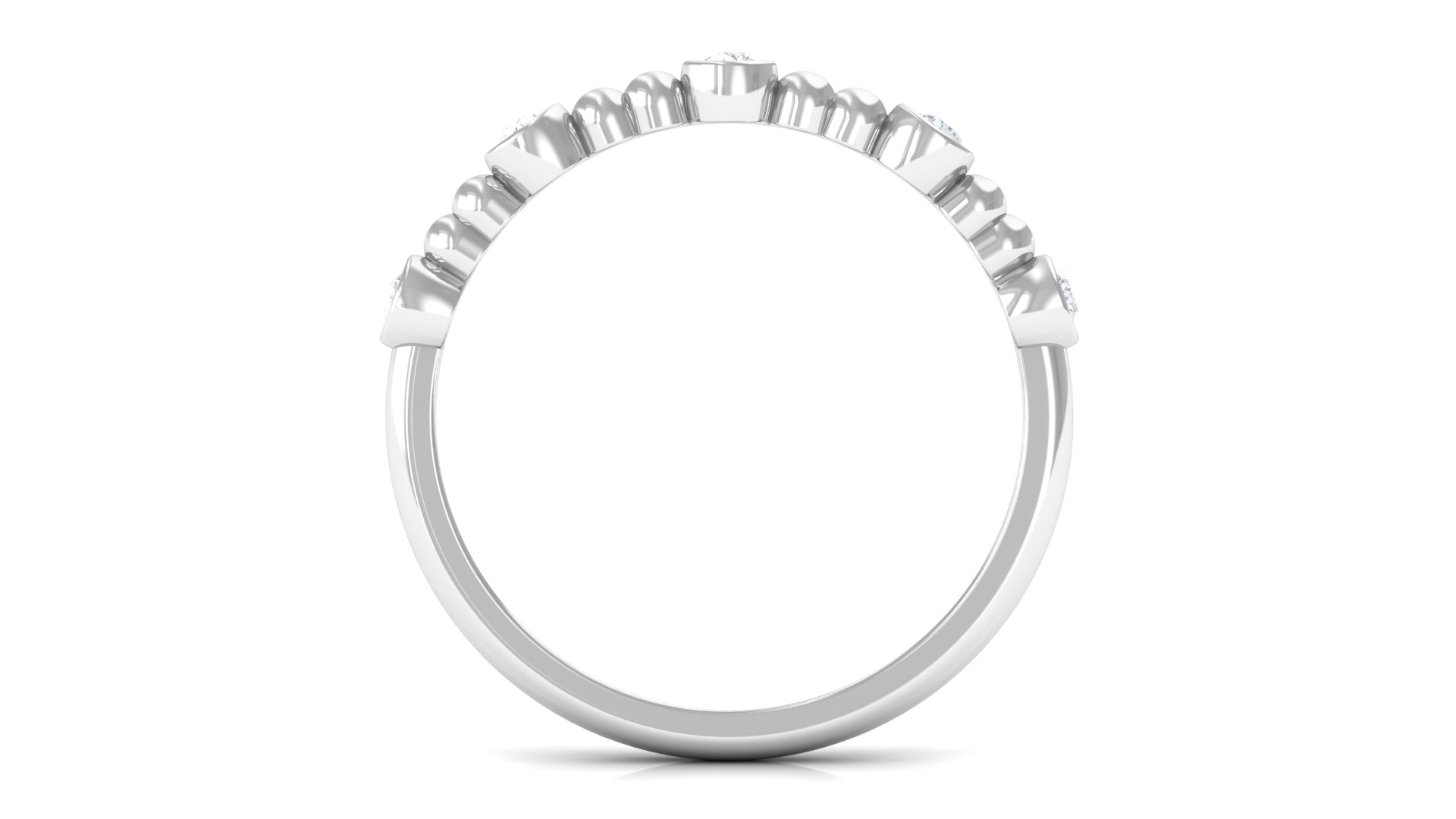 Natural Diamond Beaded Half Eternity Stackable Ring Diamond - ( HI-SI ) - Color and Clarity - Rosec Jewels