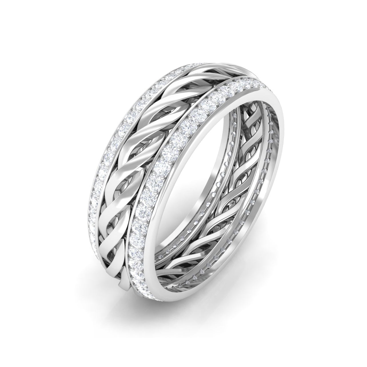 Round Diamond Twisted Rope Band Ring Diamond - ( HI-SI ) - Color and Clarity - Rosec Jewels