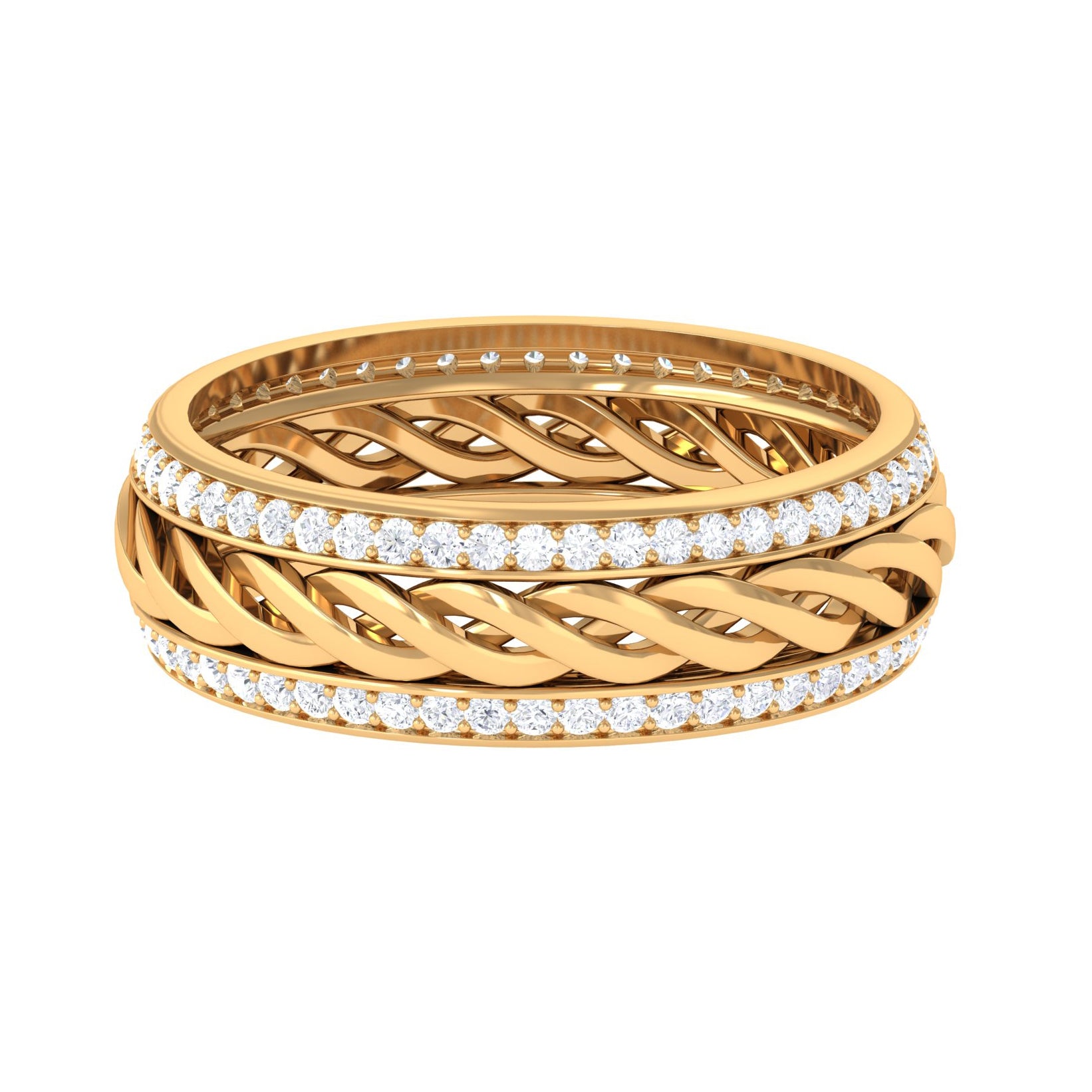 Round Diamond Twisted Rope Band Ring Diamond - ( HI-SI ) - Color and Clarity - Rosec Jewels