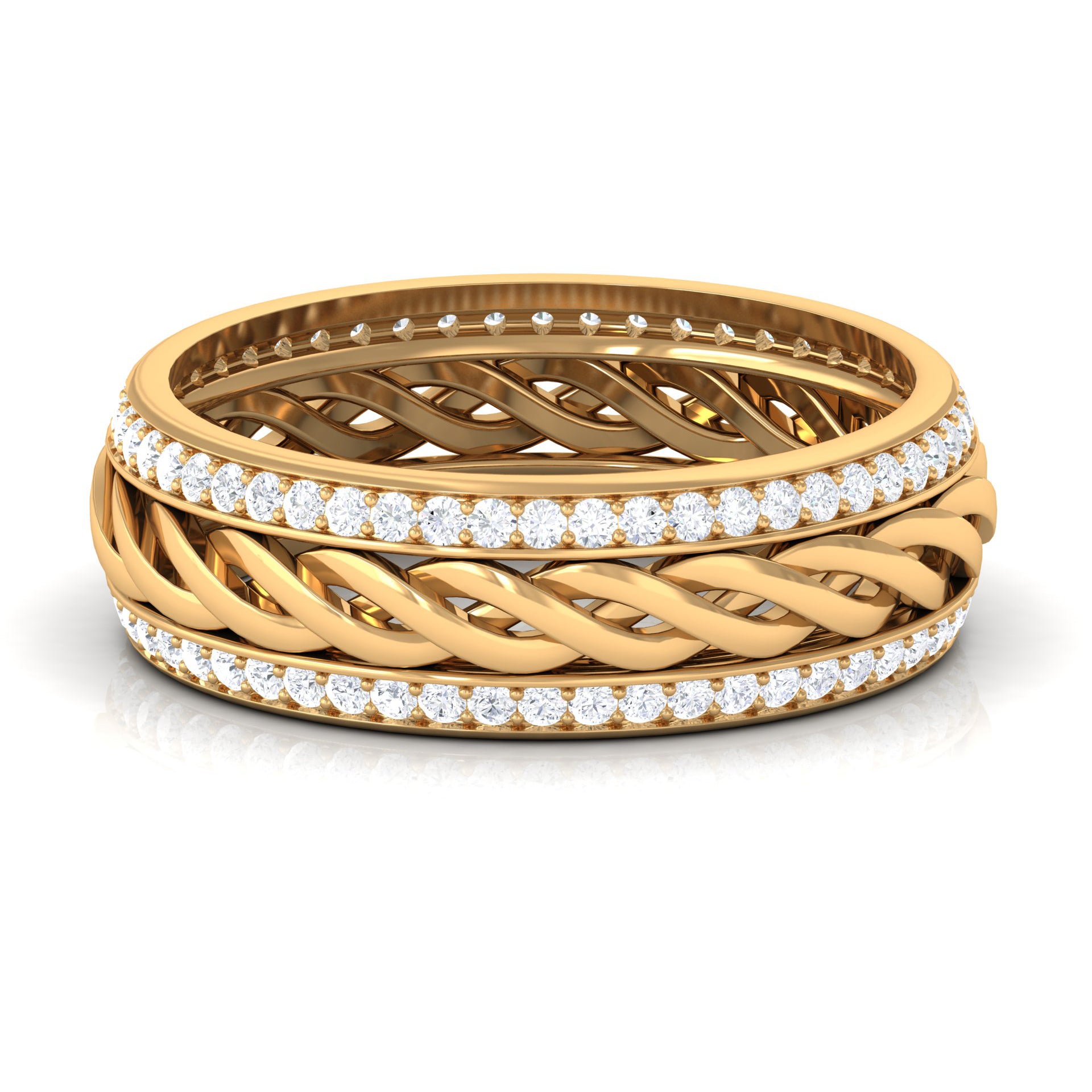 Round Diamond Twisted Rope Band Ring Diamond - ( HI-SI ) - Color and Clarity - Rosec Jewels